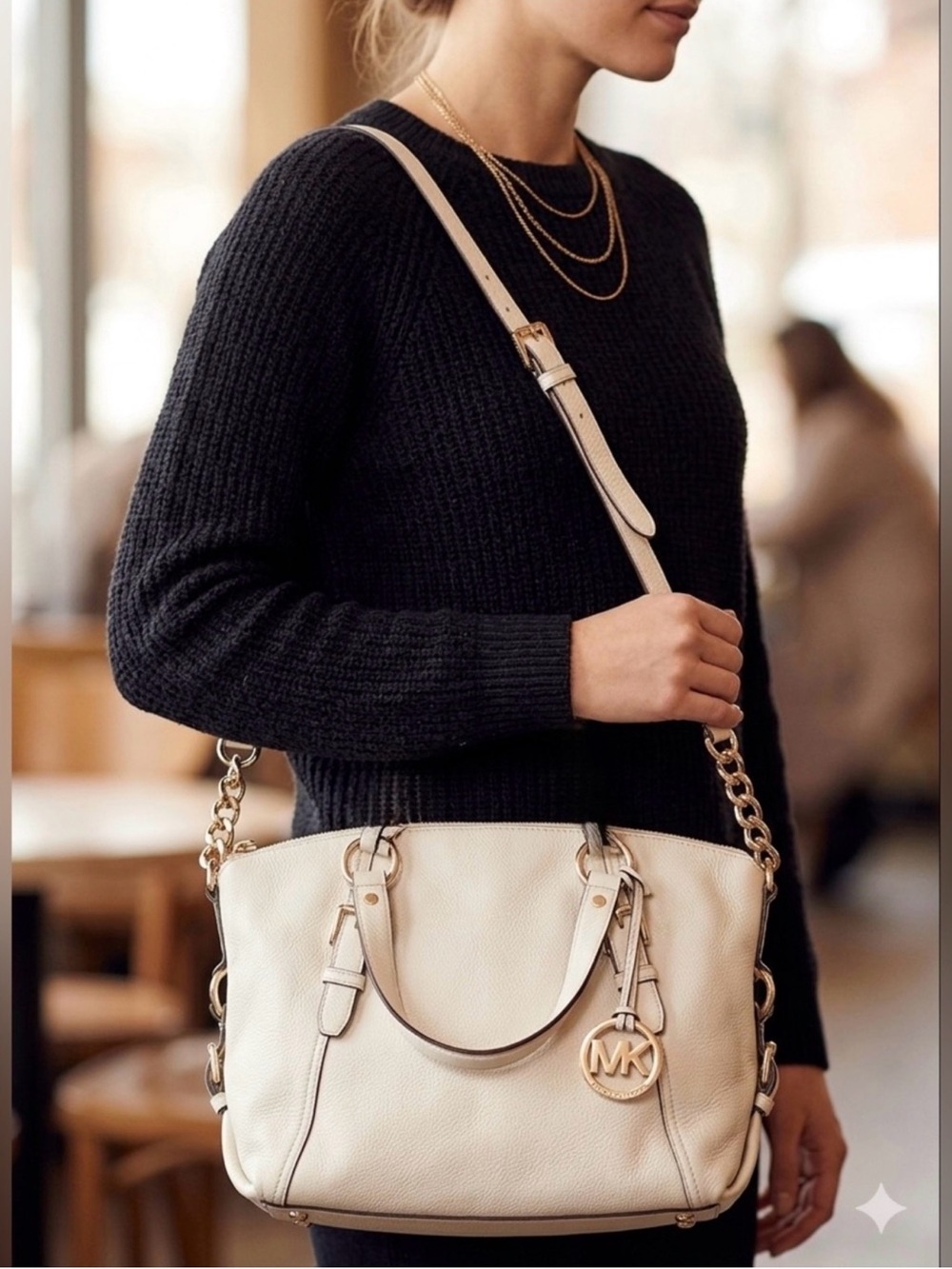 Michael Kors Woman’s  Bag Leather Satchel with Gold Hardware
